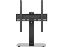 Charger l&#39;image dans la galerie, Support TV noir. Le support a une base rectangulaire et un poteau.
