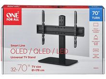 Charger l&#39;image dans la galerie, Une boîte de support TV avec un support TV à l&#39;intérieur et des informations sur le produit à l&#39;avant.
