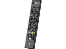 Charger l&#39;image dans la galerie, Une télécommande noire avec de nombreux boutons, dont des chiffres, des flèches directionnelles et des contrôles de volume.
