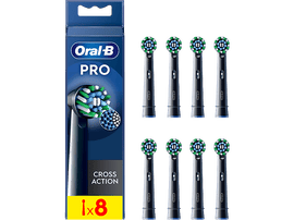 Têtes de brosse à dents Oral-B Pro Cross Action dans une boîte, avec 8 têtes visibles.