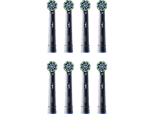 Charger l&#39;image dans la galerie, Ensemble de huit têtes de brosse à dents noires et bleues. Chaque tête a des poils verts et bleus.
