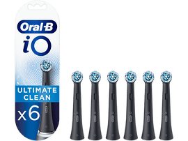Têtes de brosse à dents Oral-B iO Ultimate Clean, noires, dans un paquet de six. L