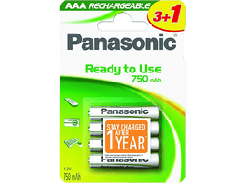 PANASONIC BATTERY Piles AAA rechargeables Evolta 750 mAh 4-Pack (HHR-P3 EVOLTA/3+1)