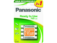 PANASONIC BATTERY Piles AAA rechargeables Evolta 750 mAh 4-Pack (HHR-P3 EVOLTA/3+1)