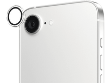 Charger l&#39;image dans la galerie, L&#39;arrière d&#39;un téléphone blanc avec un objectif d&#39;appareil photo fixé.
