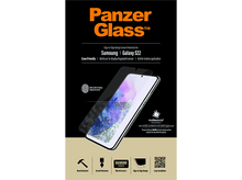 Charger l&#39;image dans la galerie, Une publicité pour la protection d&#39;écran PanzerGlass pour Samsung Galaxy S22, présentant le téléphone et ses fonctionnalités.
