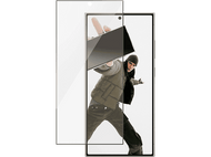 Protecteur d'écran de téléphone avec une femme tenant son téléphone à la main.