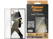 Charger l&#39;image dans la galerie, Protecteur d&#39;écran de téléphone et boîte. Texte : PanzerGlass, Ultra-Wide Fit Screen Protection, pour Samsung Galaxy S24 Ultra.
