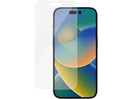 Un téléphone avec un protecteur d'écran et un téléphone posé sur le côté.