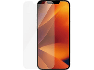 iPhone avec protecteur d'écran appliqué. Le protecteur est à gauche.