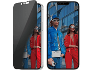 Deux téléphones, un avec protecteur d'écran. Deux personnes en tenues rouges s'y reflètent.