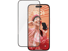 Charger l&#39;image dans la galerie, Écran de téléphone avec une femme et un protecteur d&#39;écran par-dessus. Fond rose.
