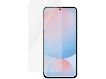 Un smartphone avec un protecteur d'écran sur fond noir. Le protecteur est transparent.