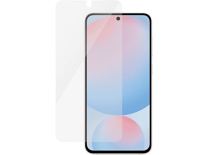 Un smartphone avec un protecteur d'écran sur fond noir. Le protecteur est transparent.