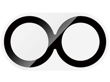 Charger l&#39;image dans la galerie, Un logo en forme d&#39;infini avec deux cercles blancs et un contour noir, sur fond blanc.
