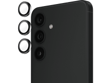 Charger l&#39;image dans la galerie, Un smartphone noir avec trois objectifs et trois cache-objectifs circulaires blancs sur le côté.
