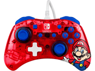 Manette Nintendo Switch rouge et transparente avec Mario.