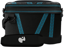 Charger l&#39;image dans la galerie, Sac photo noir et bleu avec bandoulière, fond blanc.
