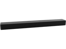 Charger l&#39;image dans la galerie, Une barre de son noire sur fond noir. La barre de son est longue et rectangulaire avec une façade en mesh.
