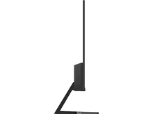 Charger l&#39;image dans la galerie, Un moniteur d&#39;ordinateur noir vu de côté, avec un support et une fine lunette. Le fond est blanc.
