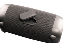 Charger l&#39;image dans la galerie, Enceinte portable noire, avec ports AUX et USB, et port USB-C. Texture tissu.
