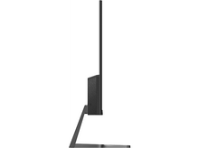 Charger l&#39;image dans la galerie, Un moniteur d&#39;ordinateur noir et fin vu de côté, avec un support argenté, sur fond blanc.
