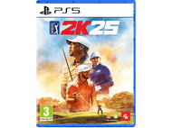 Boîte de jeu PGA Tour 2K25. Comprend des golfeurs et un parcours de golf en arrière-plan. Boîte bleue avec le titre du jeu.