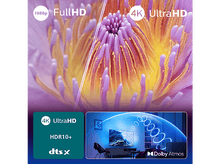 Charger l'image dans la galerie, Écran de télévision avec scène de fleurs et de pièce. Texte concernant la 4K et Dolby Atmos.
