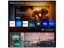 Charger l'image dans la galerie, Interface TV affichant des applications de streaming et 

