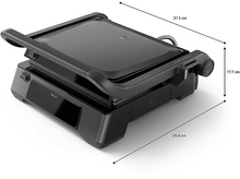 Charger l&#39;image dans la galerie, Une cuisinière à gaz blanche avec quatre brûleurs et une porte de four ouverte.
