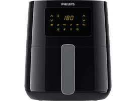 Friteuse à air Philips noire avec un affichage numérique indiquant 180 degrés.