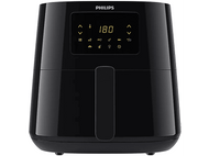 Friteuse à air Philips noire avec un affichage numérique indiquant 180. Elle a une poignée et des boutons de commande.
