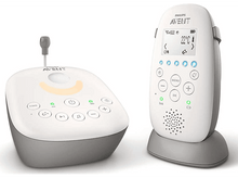 Charger l&#39;image dans la galerie, Babyphone blanc et gris. Un émetteur à gauche et un récepteur à droite.
