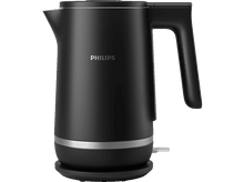 Charger l&#39;image dans la galerie, Une bouilloire électrique noire sur une base noire, avec le logo &#39;PHILIPS&#39;.
