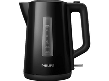 Charger l&#39;image dans la galerie, Une bouilloire électrique noire avec un indicateur de niveau d&#39;eau transparent. Le logo Philips est visible.
