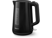 Charger l&#39;image dans la galerie, Une bouilloire électrique noire avec indicateur de niveau d&#39;eau et poignée. Fond blanc.
