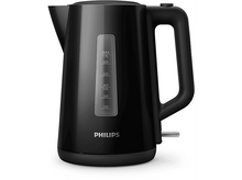 Charger l&#39;image dans la galerie, Bouilloire électrique Philips noire avec indicateur de niveau d&#39;eau. Fond blanc.
