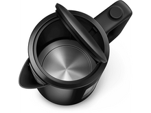 Charger l&#39;image dans la galerie, Vue de dessus d&#39;une bouilloire Philips noire, avec le couvercle partiellement ouvert.
