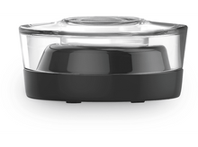 Charger l&#39;image dans la galerie, Purificateur d&#39;air en verre noir et transparent sur fond blanc. Forme cylindrique.
