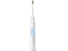 Charger l&#39;image dans la galerie, Brosse à dents Philips Sonicare blanche avec des accents bleus, debout.
