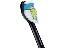 Charger l&#39;image dans la galerie, Tête de brosse à dents Philips Sonicare noire avec poils blancs, bleus et verts.
