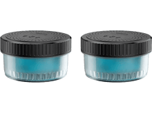 Charger l&#39;image dans la galerie, Deux recharges cylindriques de purificateur d&#39;air avec des couvercles noirs et du liquide bleu à l&#39;intérieur.
