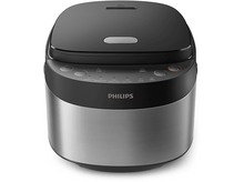 Charger l&#39;image dans la galerie, Cuiseur à riz Philips noir et argenté avec panneau de commande.
