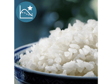 Charger l&#39;image dans la galerie, Gros plan sur du riz blanc cuit dans un bol bleu et blanc. Un graphique d&#39;une étoile se trouve dans le coin.
