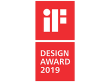 Charger l&#39;image dans la galerie, Logo du prix de design rouge. Texte : iF DESIGN AWARD 2019. Texte blanc sur fond rouge.
