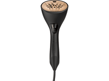 Charger l&#39;image dans la galerie, Vapeur de vêtement portable noir avec plaque cuivrée et cordon d&#39;alimentation.
