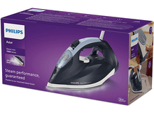 Charger l&#39;image dans la galerie, Boîte du fer à repasser Philips Azur. Le fer est noir et blanc.
