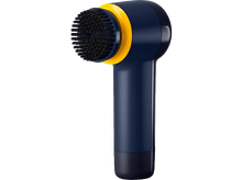Charger l'image dans la galerie, Une brosse faciale électrique bleu foncé avec un accent jaune et des poils noirs.
