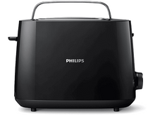 Charger l&#39;image dans la galerie, Un grille-pain Philips noir avec une poignée, montrant le logo Philips.
