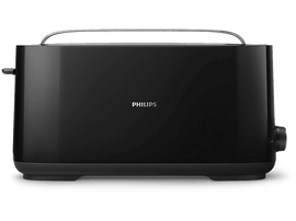 Un grille-pain noir avec le logo 